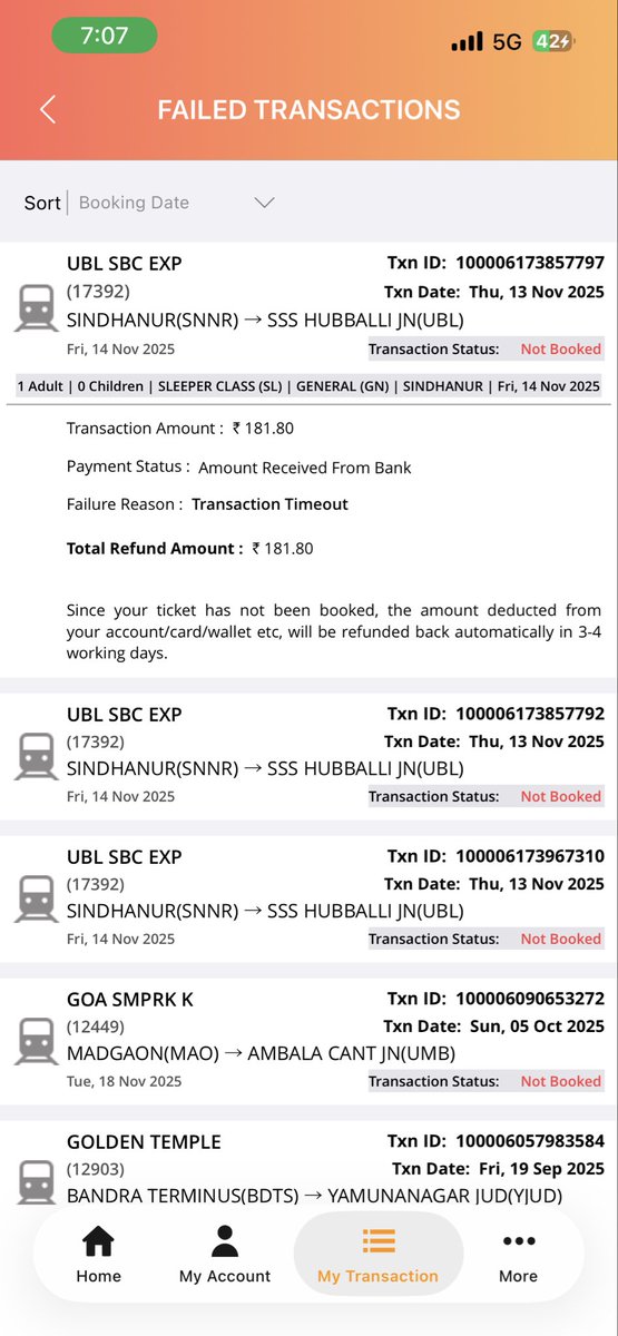 Raillovermk09's tweet photo. @IRCTCofficial 1st failed TXN :- 100006173857797
2nd Failed TXN :- 100006173857792 https://t.co/4r6tMUQd6m
