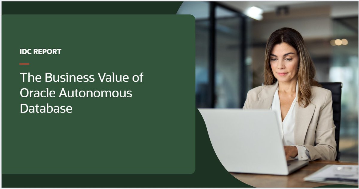 OracleExadata's tweet image. How can you benefit from adopting Oracle Autonomous Database? How about a 48% more efficient IT infrastructure team and a 66% more efficient DBA team. Read the new IDC BV Executive Summary paper to learn how customers are seeing these benefits today. social.ora.cl/60107P7NC