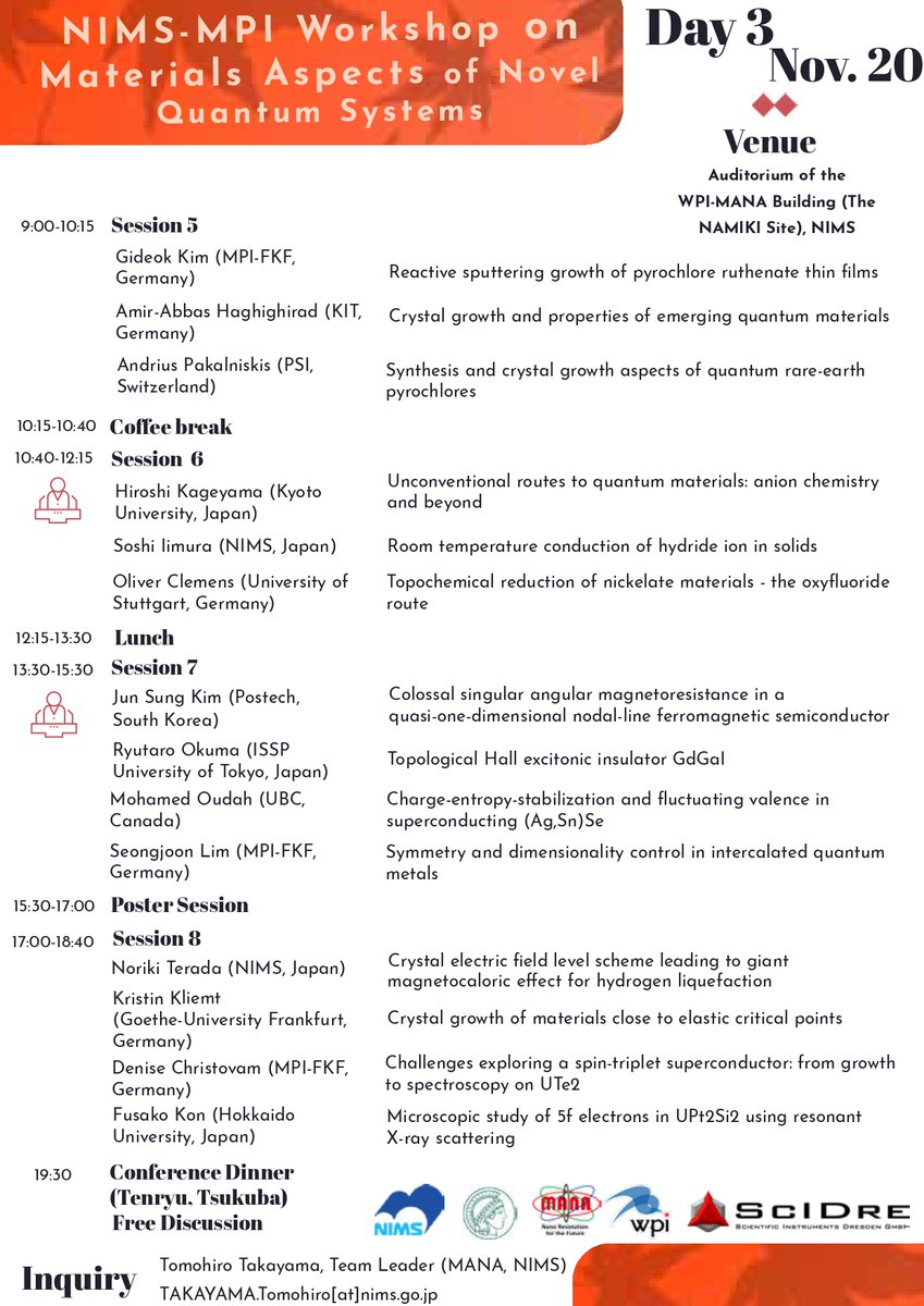 wpi_mana's tweet image. 【お知らせ】
国際ワークショップ 「NIMS-MPI Workshop on Materials Aspects of Novel Quantum Systems (MANQS2025)」 は、本日2日目を迎えます。
本日の講演や交流を通じて、新しいアイデアや国際連携がさらに深化することが期待されます。
詳細はこちら👇 nims.go.jp/mana/jp/news_r…
#MPI #workshop