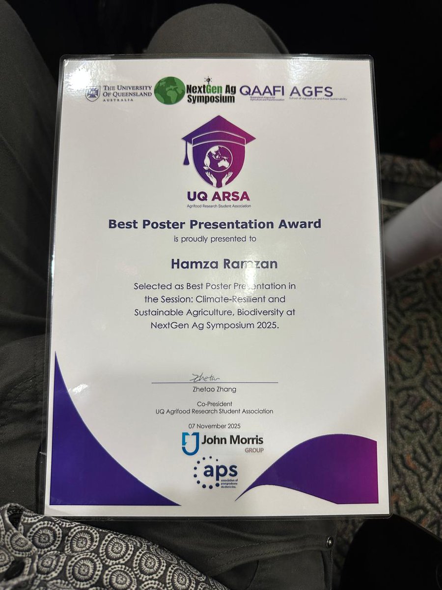 gorsi_bai's tweet photo. Thrilled to receive the Best Poster Presentation Award 🏆 &amp; a $100 gift card at #NextGenAgSymposium2025 (Climate-Resilient &amp; Sustainable Agriculture, Biodiversity session)!  
Grateful to my mentors &amp; friends for their support. 
@CoEPlantSuccess @nextgenbreeders @QAAFI https://t.co/jJJ7T1bh8n