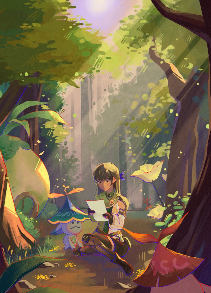 a bit late but here's the piece I did in 2023 for <a href="/AranaraZine/">Aranara Tales Zine</a>! thank you to everyone who supported the project! 🌿💚

#GenshinImpact #原神
