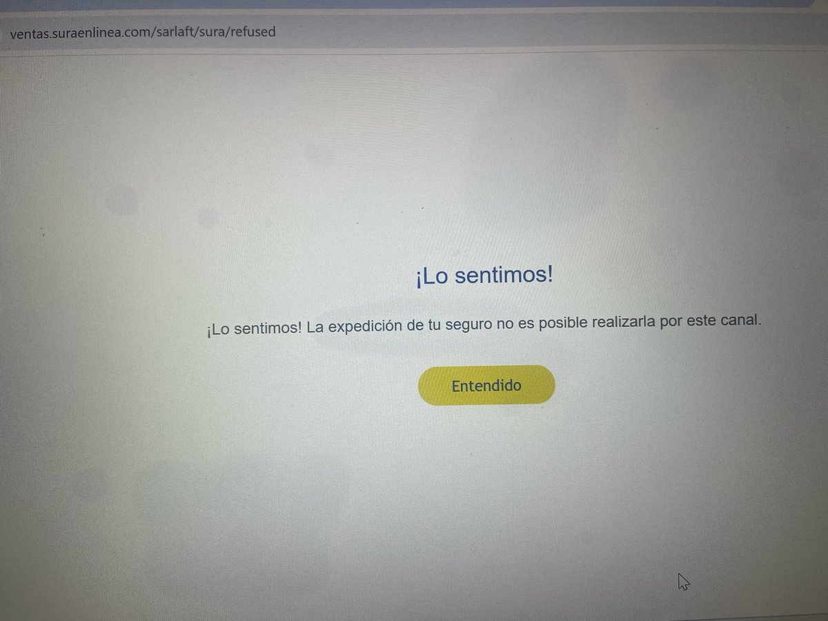 AFelipeCalderon's tweet photo. @SegurosSURAcol no importa cuando lo leas o en qué año lo leas! Comprar Soat en Sura es imposible!! Tienen herramientas tecnológicas muy buenas pero para esto es imposible 3 años tratando comprarlo con ellos y nada! https://t.co/PuFD0g97t1