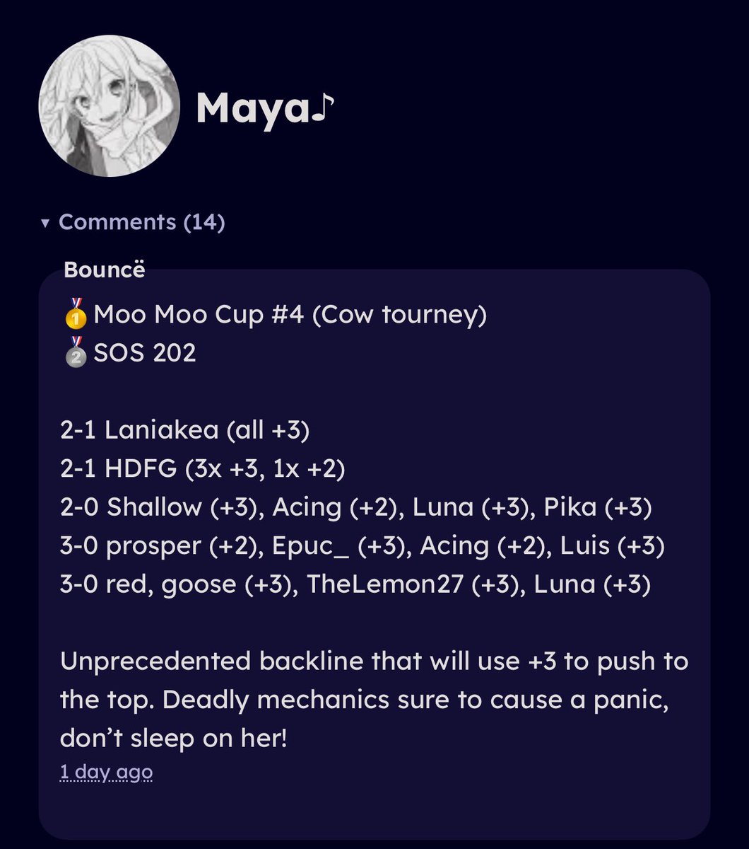 Suggested <a href="/w1nt3r_may/">Maya</a> to +3. Outstanding backline propelling to the top, upvote her so she doesn’t stop