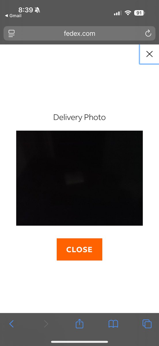HaydenPigott's tweet photo. @FedExHelp I had my package stolen last week off my doorstep, the small business made a claim and sent me a new item through you. I got a notification at 6:29 while I was at a meeting of arrival. This was the photo. And as you can imagine when I got home, it wasn’t there. https://t.co/lrJsNGj6PI