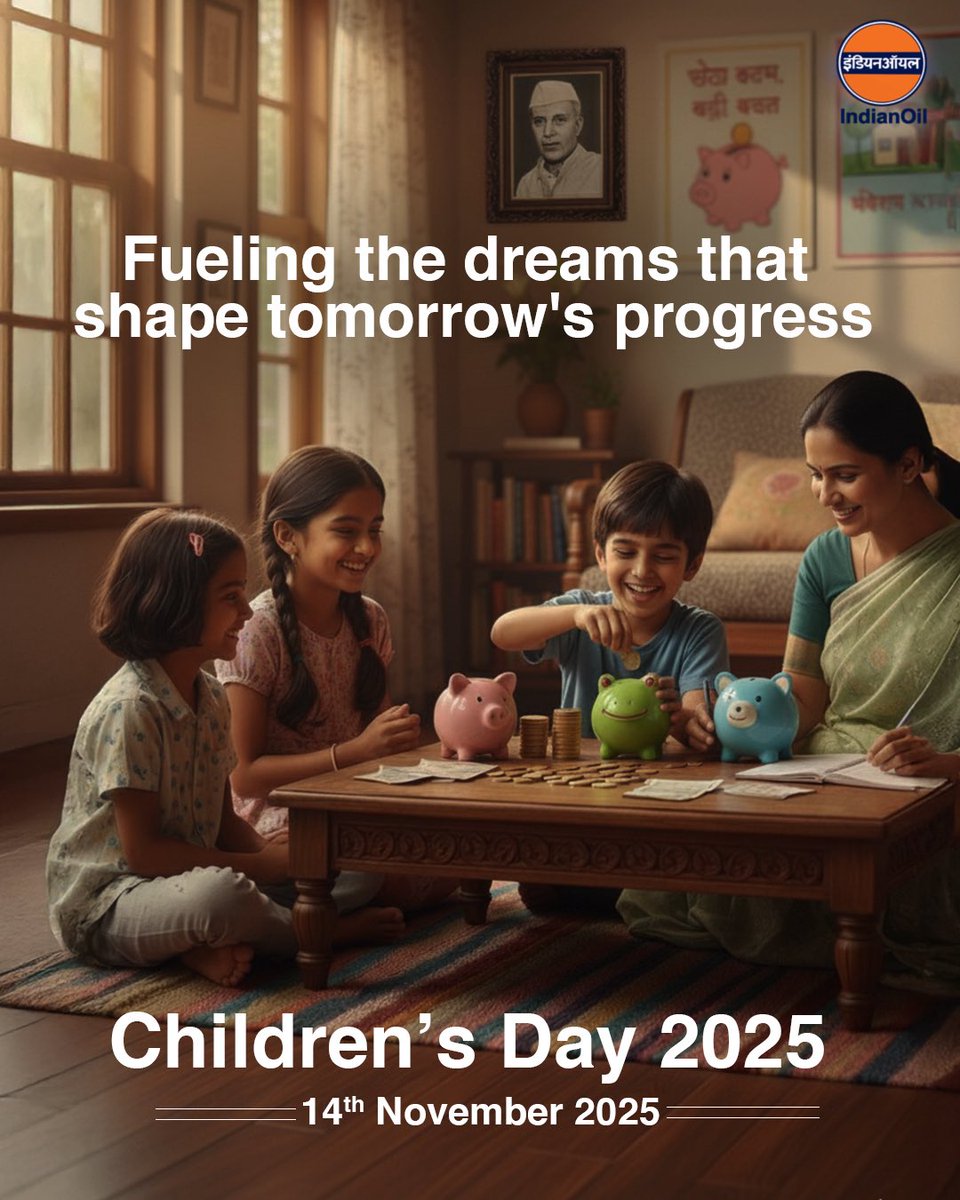 From classrooms to playgrounds, every child carries the promise of progress. IndianOil stands committed to empowering young minds — through education, opportunity, and a sustainable future powered by care and innovation.

#ChildrensDay #IndianOilCares #FuelingYoungDreams
