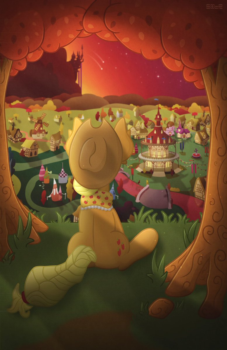 solr_01's tweet image. Equestrian Nights, 2020*

The town alone consists of 800+ shapes/layers lol. 
#mlp #pony
