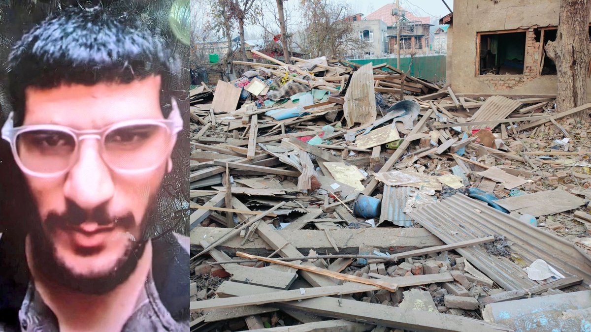 NewsAlgebraIND's tweet photo. HUGE BREAKING 🚨 Home of Delhi 10/11 car bomber Dr. Umar Nabi Bhat has been demolished overnight by J&K Police using IEDs in his Pulwama village. https://t.co/7uNYB9BUlo