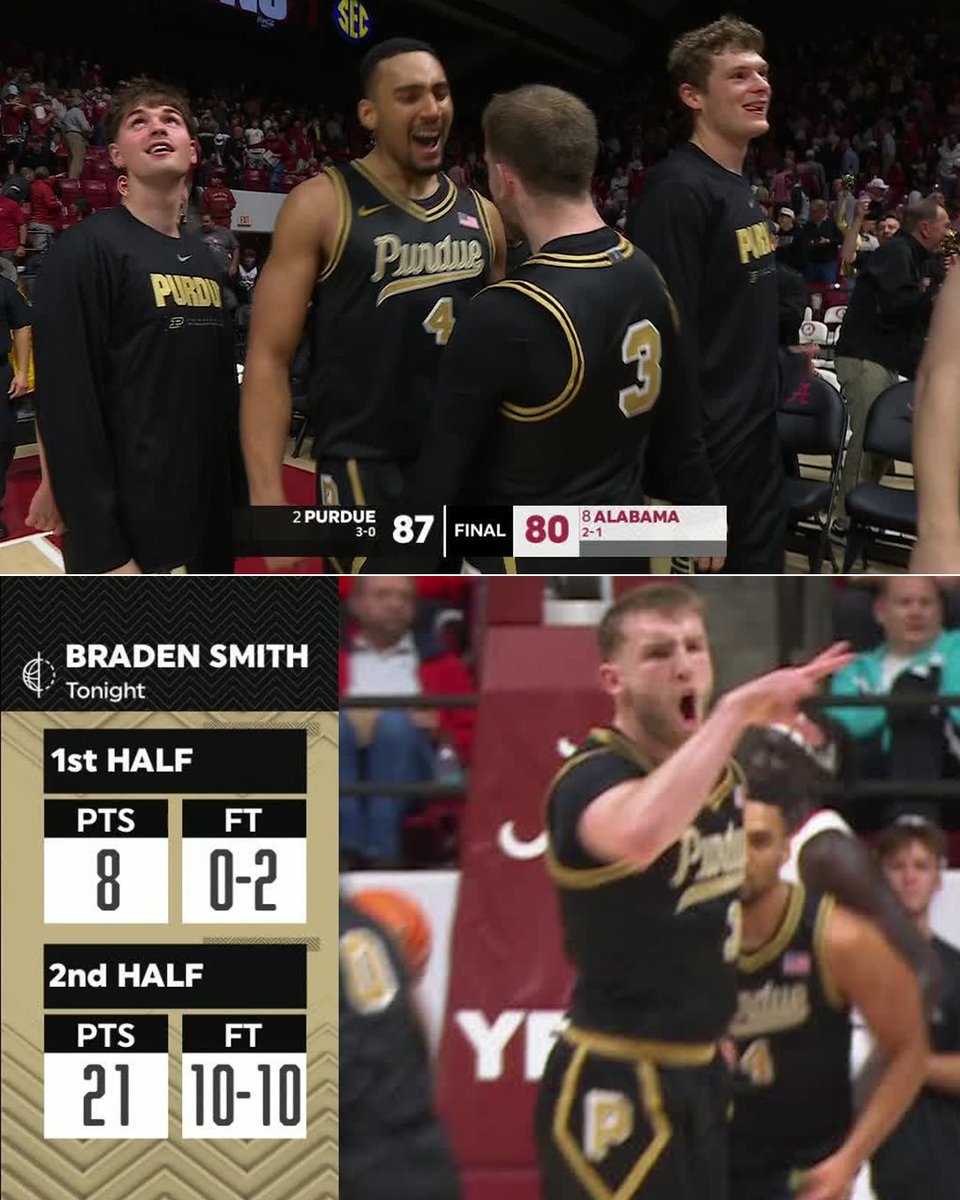 BRADEN SMITH AND NO. 2 PURDUE GO INTO TUSCALOOSA AND BEAT NO. 8 ALABAMA  🔥