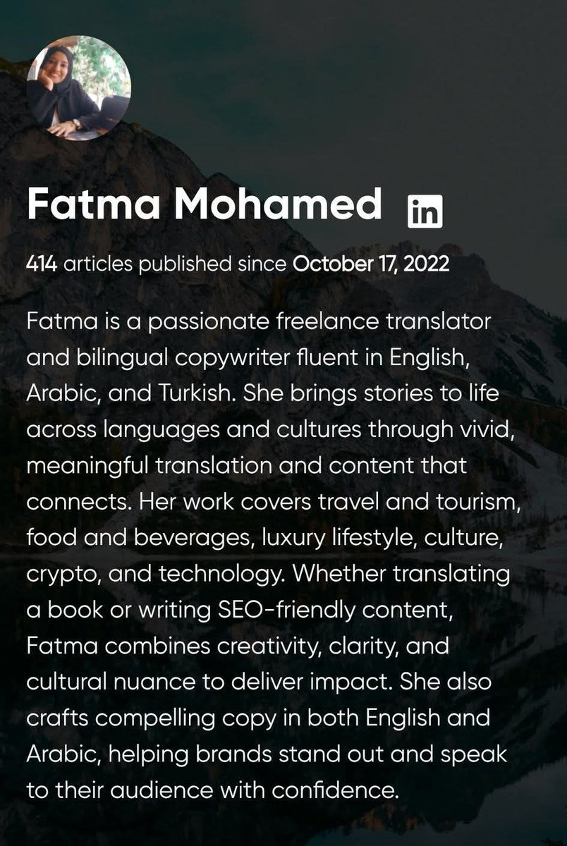 Fatma_tr_turk's tweet image. Me as a writer 🤍🌿
الحمد لله أكتر من 400 مقال عن السياحة والسفر،
غير مقالاتي في المواقع التانية 🤍💚🖤
ولله الفضل والمنة ✨️ 
اللهم استخدمنا ولا تستبدلنا 🤍🌿✨️ 
#content_writing #Content_Writer