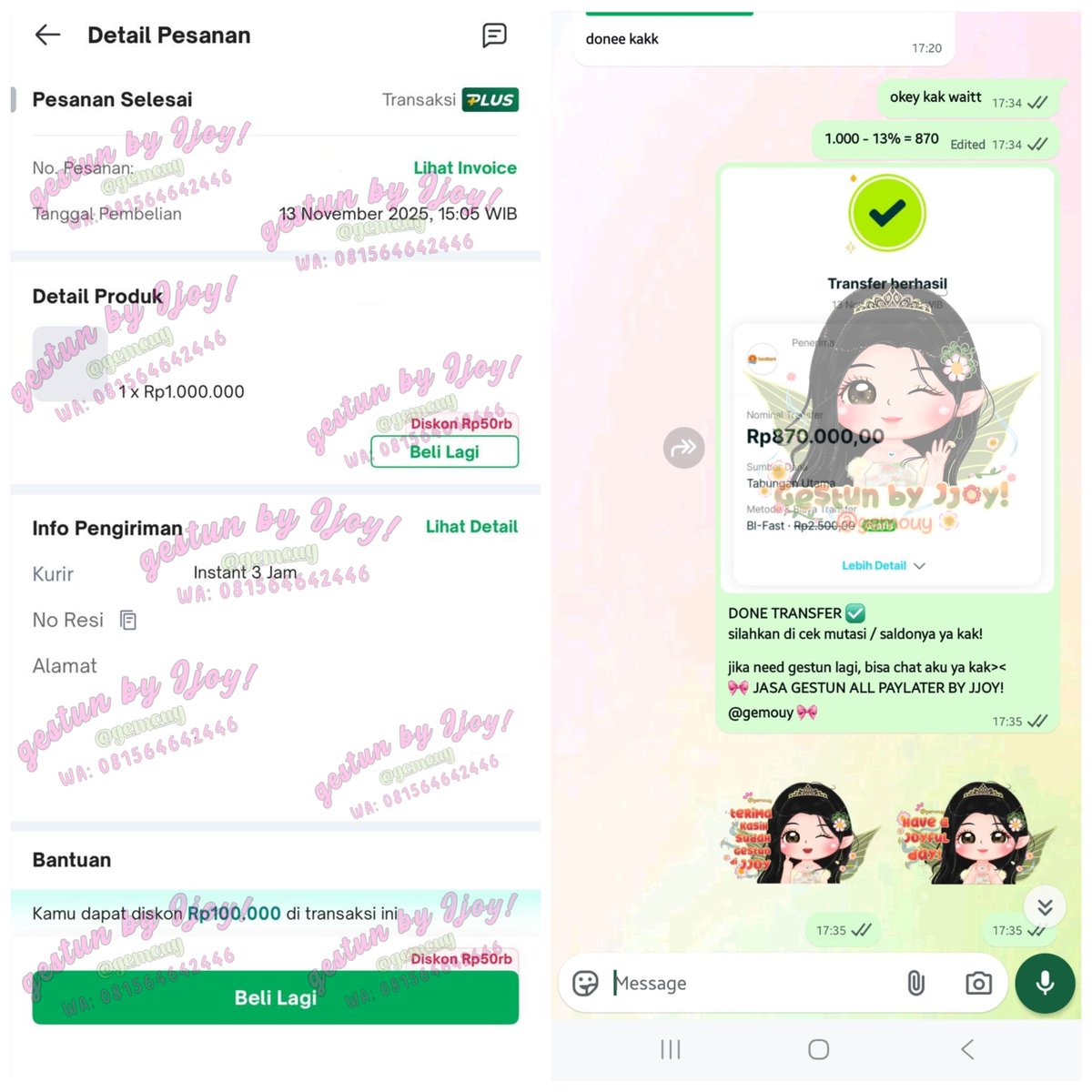 🧚‍♀️ TESTI GESTUN FRESH - 13 NOVEMBER 🧚‍♀️ 

— spaylater co : 5.173.000
— spaylater co: 1.097.000
— spaylater co: 1.923.000 
— gopaylater: 1.000.000

Gestun all paylater Jjoy open yaaa, cair instan satset bisa langsung WA link di bio. 💌