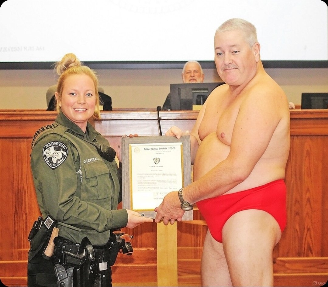 CJGRISHAM's tweet image. Most of us have dreams of forgetting to get dressed before leaving the house. Does Hood County Sheriff Roger Deeds care?!