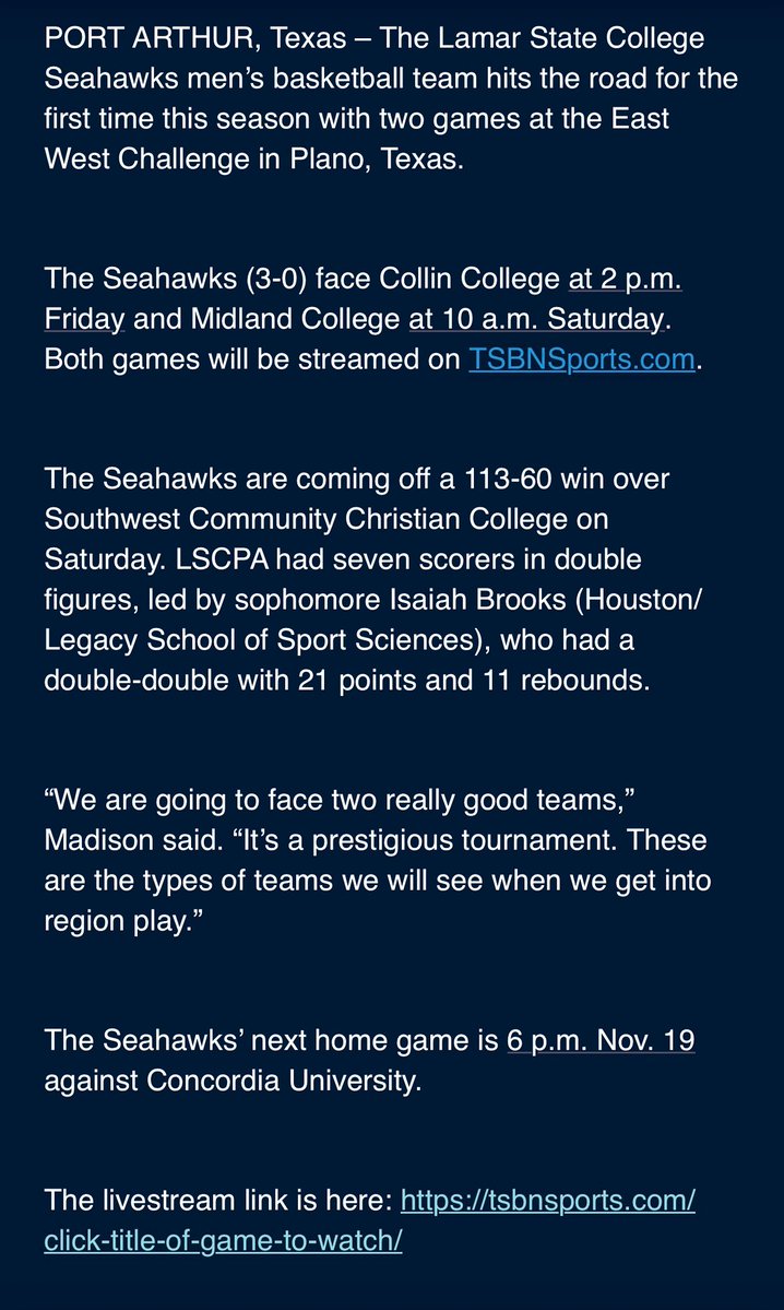 Lamar State College Port Arthur Basketball (@lamarpambb) on Twitter photo 