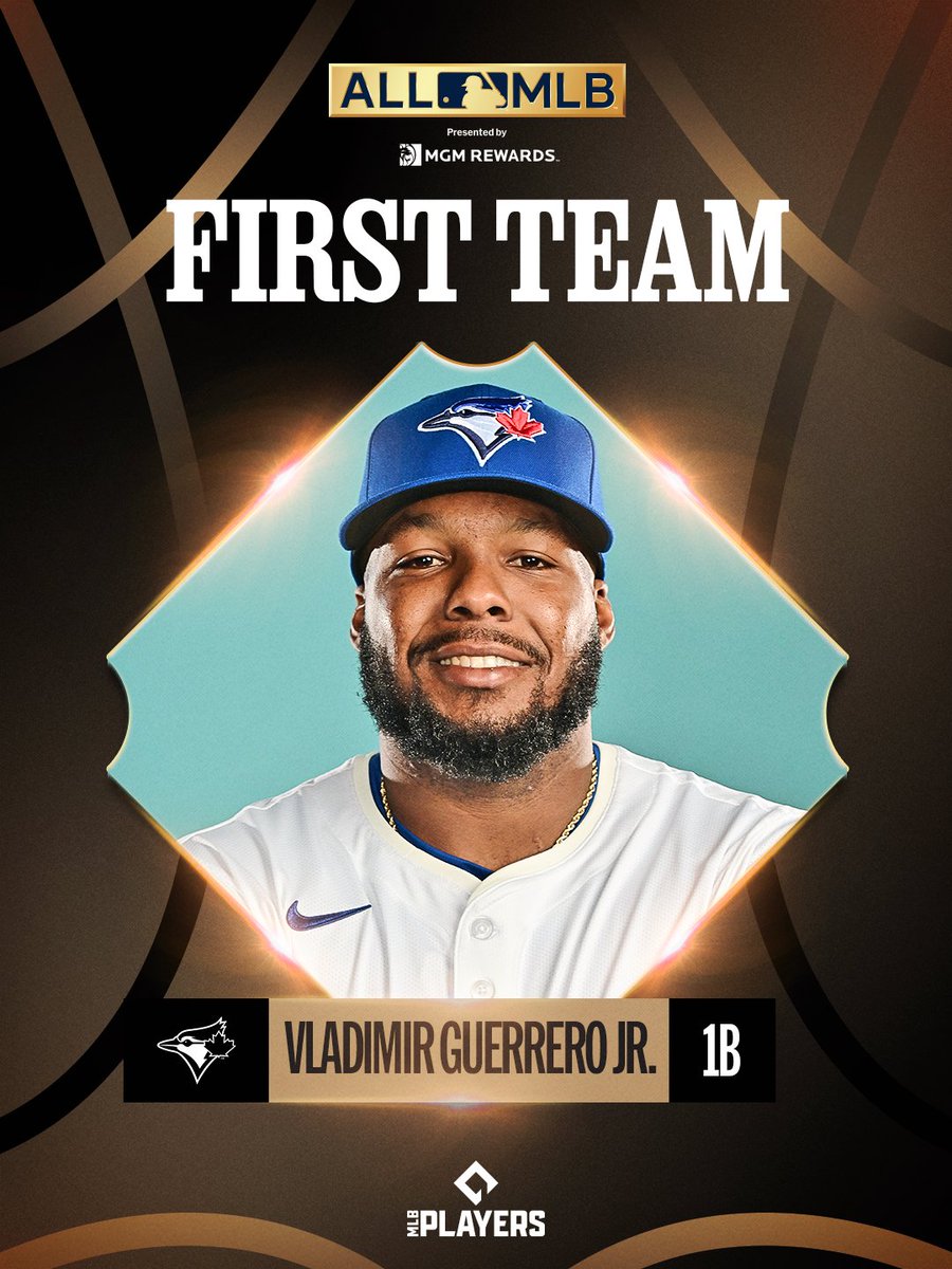MLB's tweet image. For the third time in his career, Vladimir Guerrero Jr. makes the All-MLB First Team!