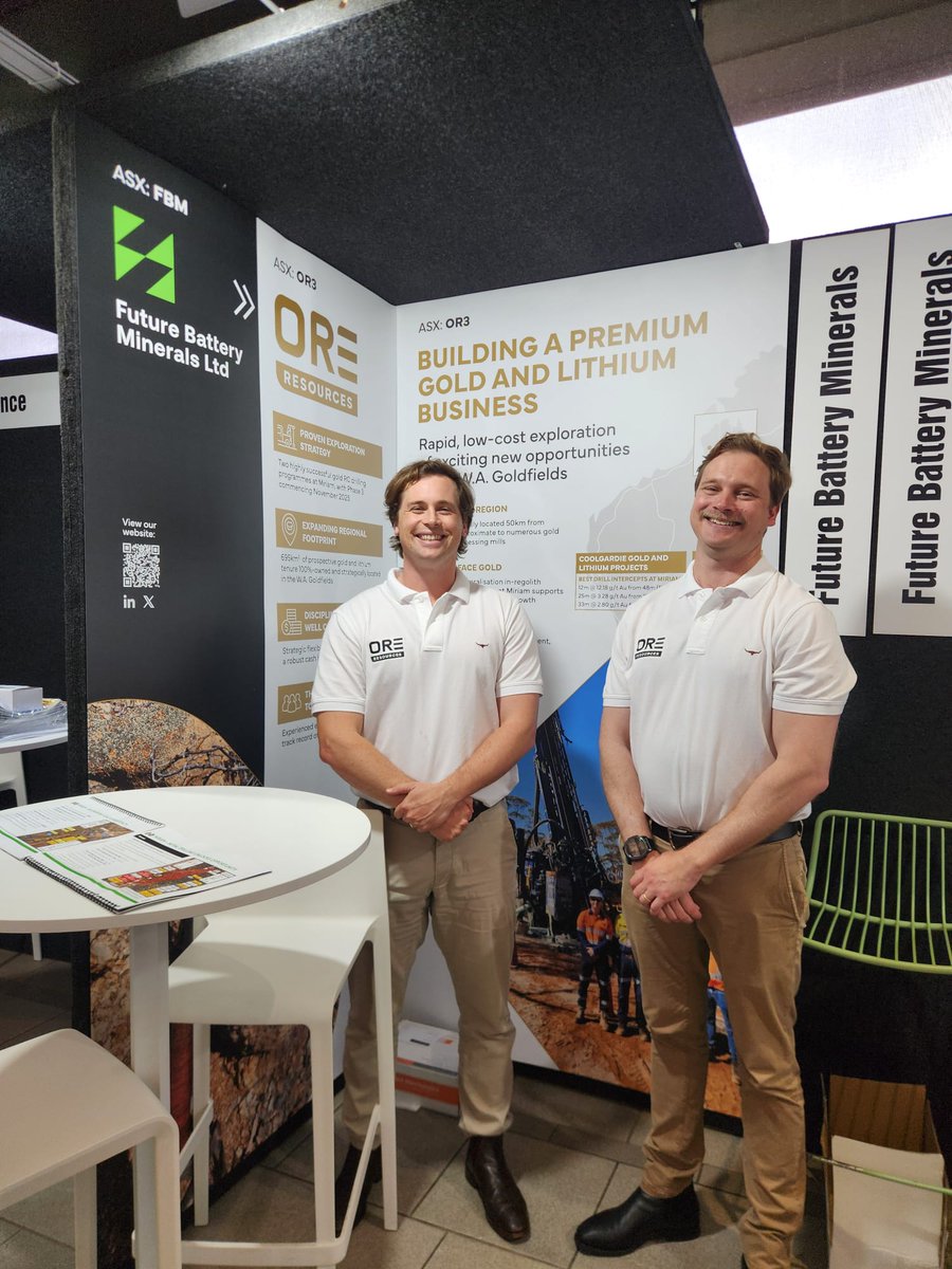 OR3_Limited's tweet image. FBM, soon to be renamed to Ore Resources Limited (ASX: OR3), presented at the Noosa Mining Investor Conference earlier in the week. 

It was a great turnout with strong investor interest in our standout drilling results and the growth potential across the Coolgardie portfolio, as…