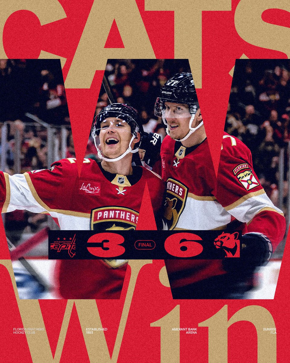FlaPanthers's tweet image. A CATS WIN TO TOP OFF A MILESTONE NIGHT