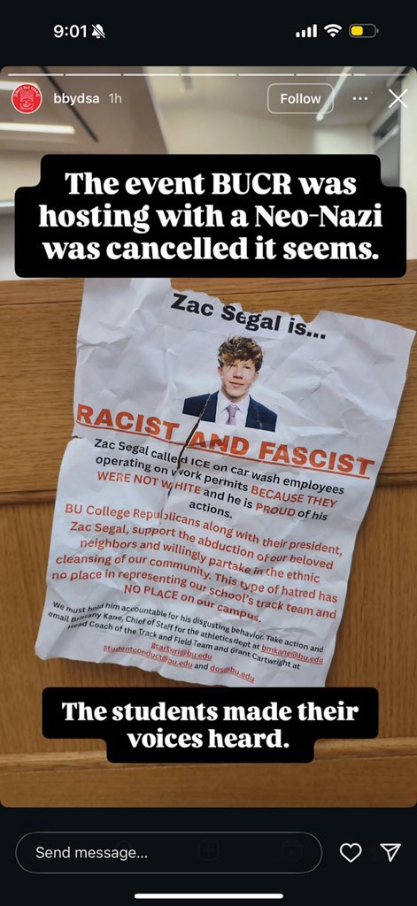 AFpost's tweet image. Boston University students are now trying to hunt BU CRs President Zac Segal after he successfully reported illegal immigrants to ICE.

Follow: @AFpost