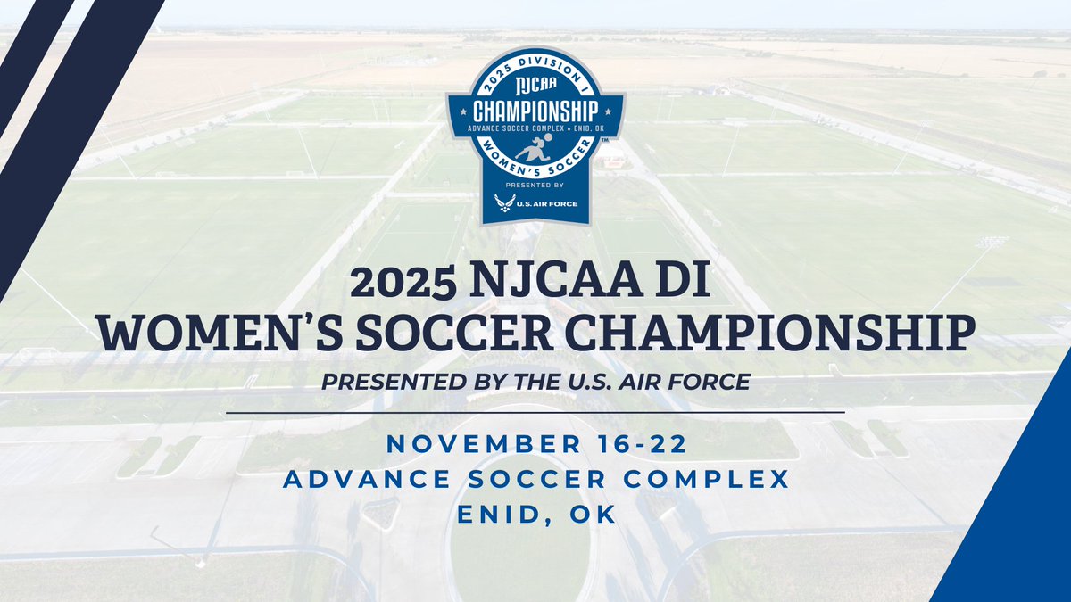 ⏰T-Minus 24 hours from the 2025 #NJCAASoccer DI Women's Championship, presented by <a href="/USAFRecruiting/">Air Force Recruiting</a>, begins!

Twelve teams have made their way to Enid, Oklahoma, and will begin their fight for the National Championship!

💻njcaachampionship.prestosports.com/sports/wsoc/di…
📺njcaa.org/network/champi…
