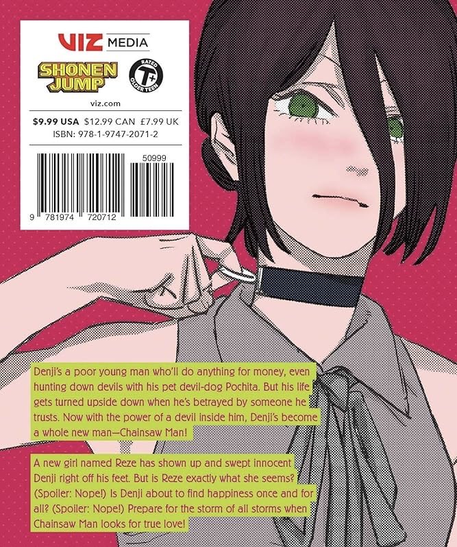 hourlydenreze's tweet photo. A new girl named Reze has shown up and swept innocent Denji right off his feet. But is Reze exactly what she seems? (Spoiler: Nope!) Is Denji about to find happiness once and for all? (Spoiler: Nope!) https://t.co/xThCLhpAhy