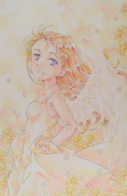 #アナログ #イラスト #色鉛筆 #女の子 #天使