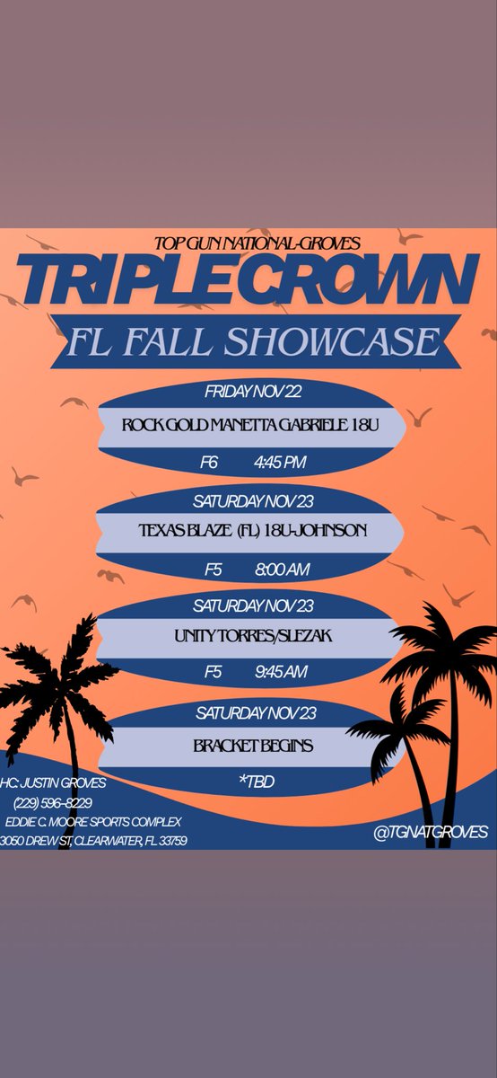 EllaMoss2027's tweet photo. Schedule drop for next weekend ⬇️⬇️ 
@TGNatGroves @topgunfastpitch @TGA_Turner @ChrisDuerr ☀️☀️ https://t.co/rnZB57Z7LR