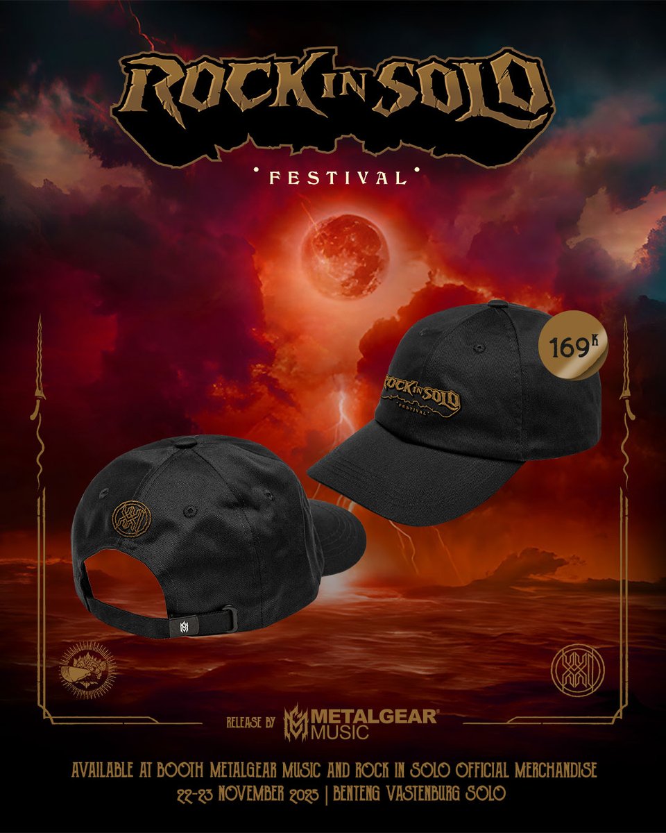 metalgear_music's tweet photo. 𝘅 @rockinsolofestival
𝗣𝗿𝗲 𝗼𝗿𝗱𝗲𝗿 𝗻𝗼𝘄! 
𝗥𝗼𝗰𝗸 𝗜𝗻 𝗦𝗼𝗹𝗼 𝗖𝗮𝗽
 
𝗜𝗗𝗥 𝟭𝟲𝟵.𝟬𝟬𝟬 𝗽𝗲𝗿 𝗶𝘁𝗲𝗺

𝗘𝘀𝘁𝗶𝗺𝗮𝘀𝗶 𝗽𝗲𝗻𝗴𝗶𝗿𝗶𝗺𝗮𝗻 𝘀𝗲𝗿𝗲𝗻𝘁𝗮𝗸 𝗺𝗮𝗸𝘀𝗶𝗺𝗮𝗹 𝟮𝟱 𝗡𝗼𝘃𝗲𝗺𝗯𝗲𝗿 𝟮𝟬𝟮𝟱
𝗣𝗿𝗲 𝗼𝗿𝗱𝗲𝗿 𝗪𝗵𝗮𝘁𝘀𝗔𝗽𝗽 / 𝗦𝗵𝗼𝗽𝗲𝗲 https://t.co/LwmpGjQRGE