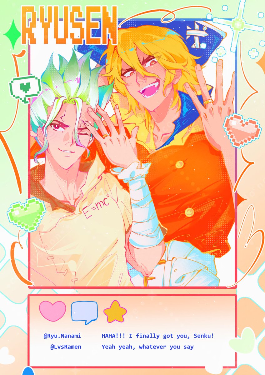 Comm for <a href="/ryusflower/">renn 🪼</a> !! I really love drawing RyuSen for U ( ᐢ, ,ᐢ) Thank you so much for trusting me with this piece 🧡💚
