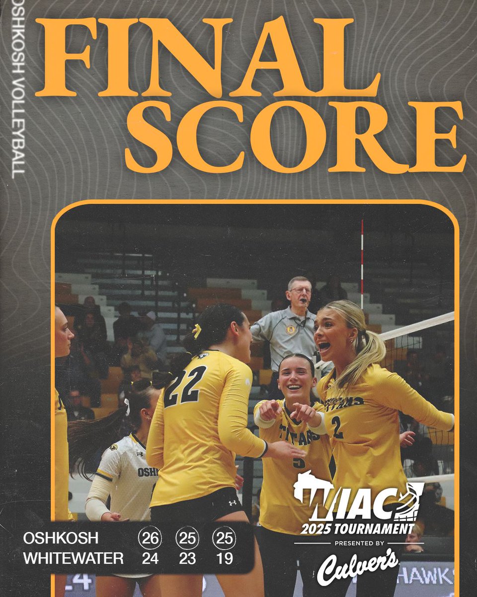 Oshkosh has not defeated Whitewater in the WIAC Conference Tournament since 2005, UNTIL TONIGHT 🔥 

We'll see you Saturday for the Championship Match against UW-Eau Claire