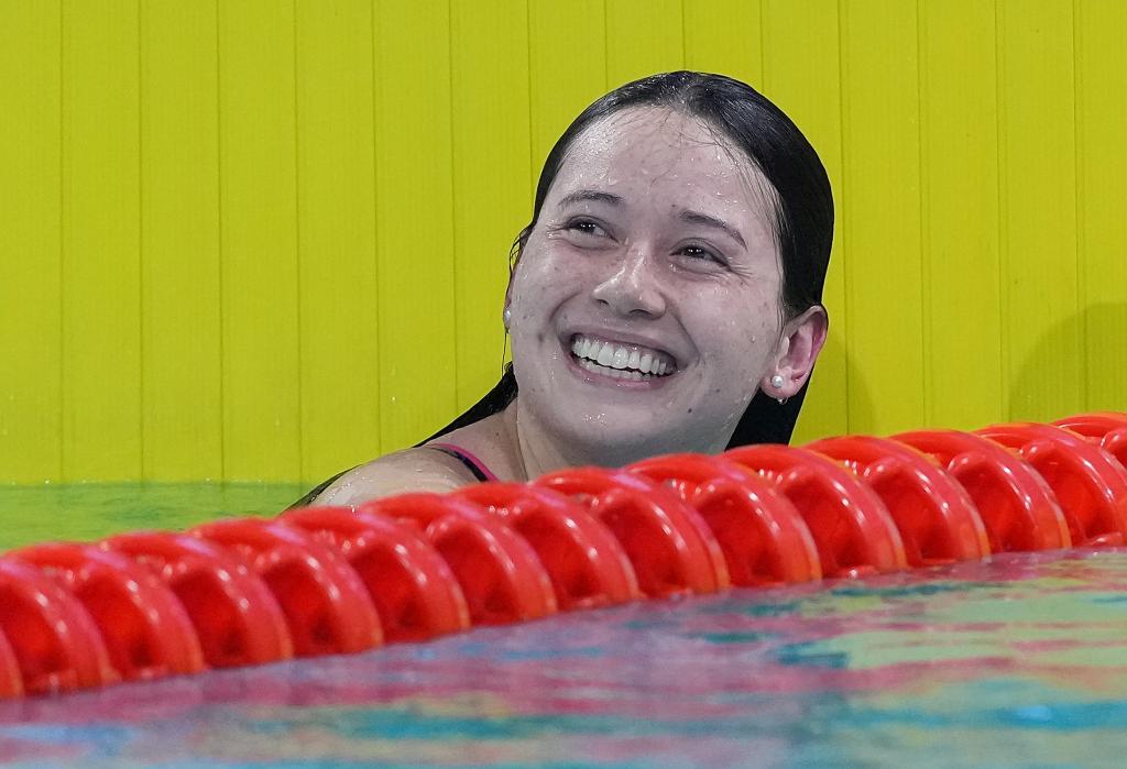 Siobhan Haughey from China's Hong Kong won the women's 200m freestyle in 1:54.85 on Thursday, marking Hong Kong's first-ever swimming gold at the National Games, while Hebei's Li Bingjie took silver, and Zhejiang's Liu Yaxin earned bronze.