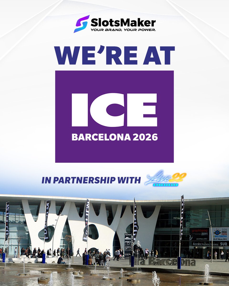 slotsmaker's tweet image. We are excited to announce our partnership with @Live22iGaming as we head to ICE Barcelona next year!

Dates: January 19 - 21, 2026.
Venue: Fira Barcelona Gran Via, Barcelona, Spain.
Booth No: 1D10 (Live22)

#SlotsMaker #Live22 #ICEBarcelona2026 #ICEBarcelona2026 #iGaming