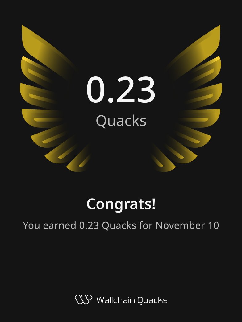 Just earned 0.23 Quacks on <a href="/wallchain/">Wallchain Quacks</a> in one day 🦆

Turn insights into rewards and climb the <a href="/HeyElsaAI/">HeyElsa</a>  leaderboard🥇