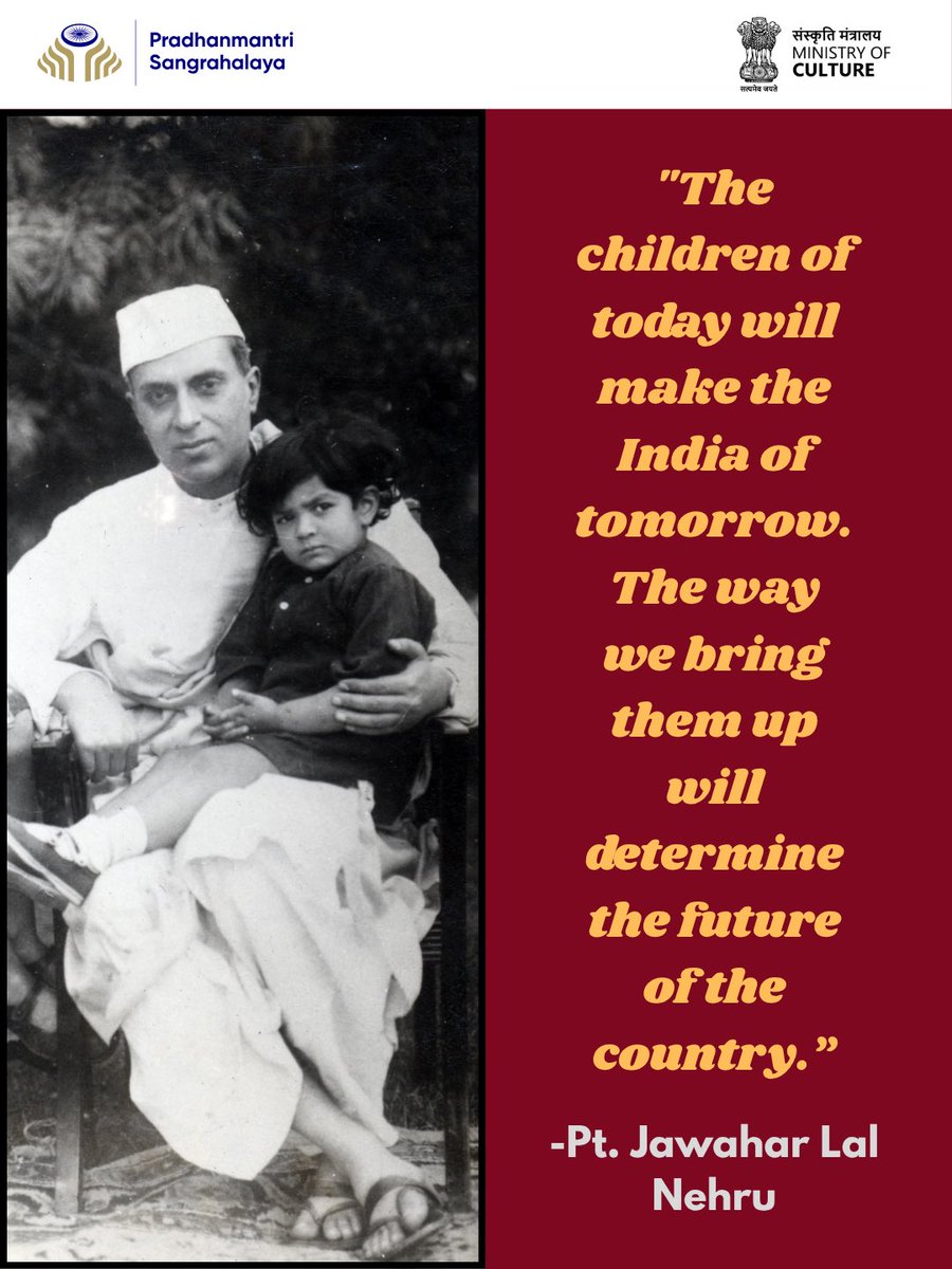 PMSangrahalaya's tweet photo. Remembering Pandit Jawaharlal Nehru on his 136th birth anniversary, a visionary leader who believed that the true strength and future of the nation lie in its children. 
Explore a collection of rare photographs of Pandit Nehru, preserved in the archives of the @_NMML_ . https://t.co/gx3wVVgg6B