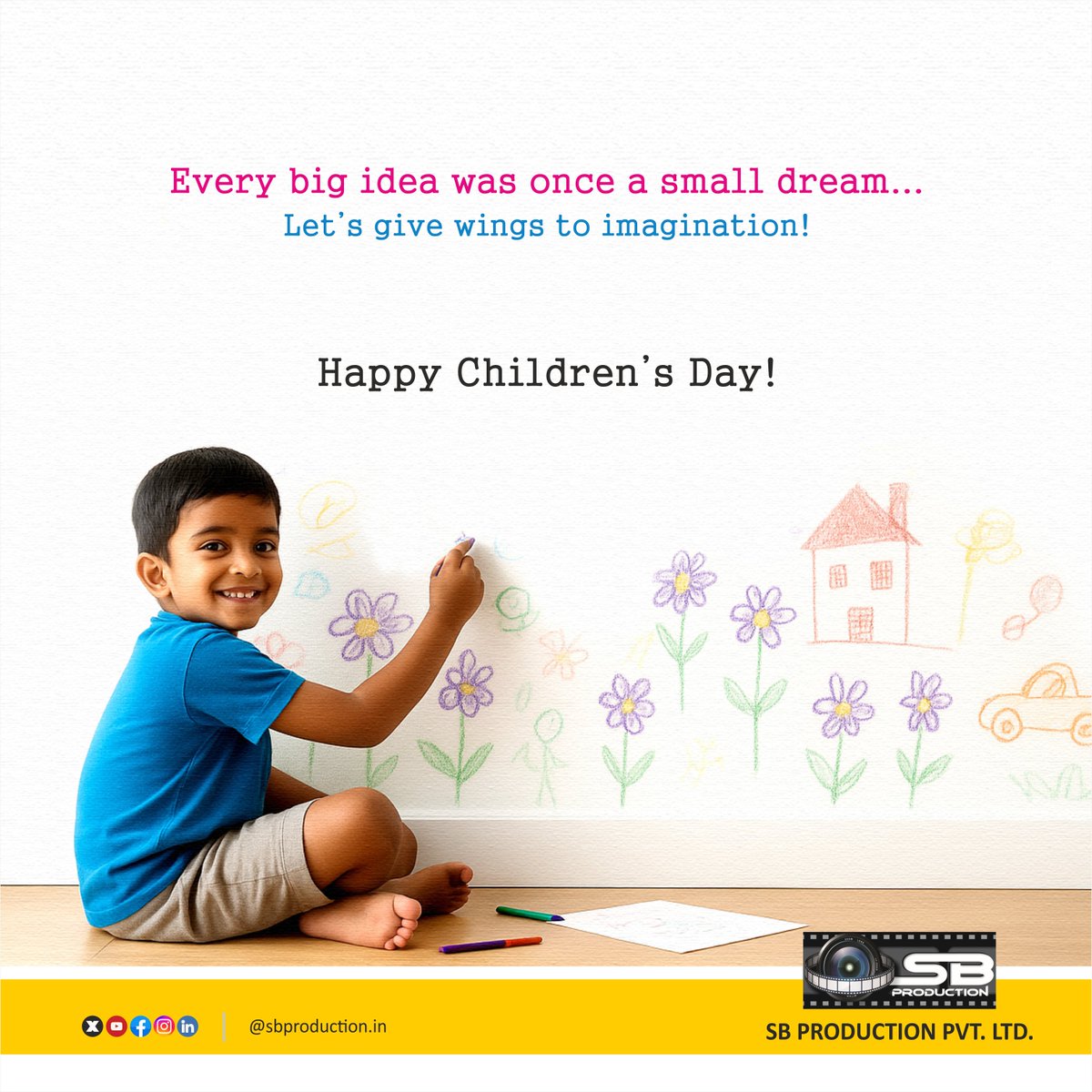 SBProductionPL's tweet photo. ✨ Every big idea begins with a small dream.
This Children’s Day, let’s nurture imagination and celebrate limitless creativity! 🌟

#HappyChildrensDay #ChildrensDay2025 #LittleDreamersBigFuture #CreativityUnleashed #InspireTheFuture #DreamBelieveCreate #SBProduction #FilmMaking https://t.co/81Z6Yo9Yhu