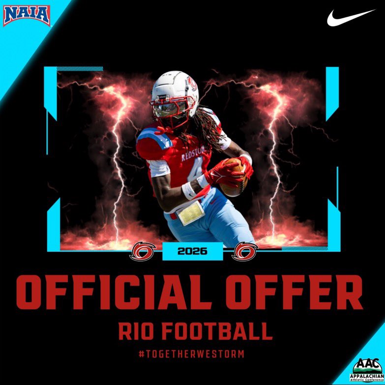 StokesKameron3's tweet photo. I am extremely blessed to announce my 5th offer from Rio Grande! Thank you for this opportunity @coach_coop79 ✝️✝️ https://t.co/tYCwRsxGSd