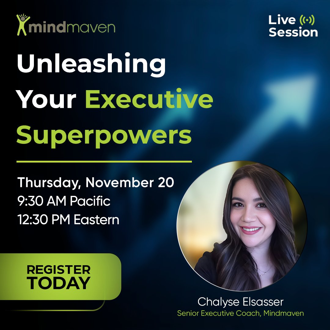 Join Senior Executive Coach Chalyse Elsasser for a LIVE 60-min session to learn the proven systems used by top execs to maximize impact, productivity, and free up 12+ hrs/wk.

Thursday, November 20
9:30 am PT | 12:30 pm ET

Register for free: hubs.li/Q03SZ3F10