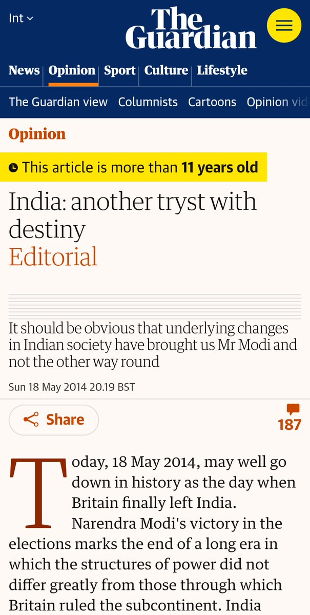 col_chaubey's tweet image. Here is the screenshot of the editorial of the 18 May 2014 of @guardian 

The title and the contents are self explanatory.