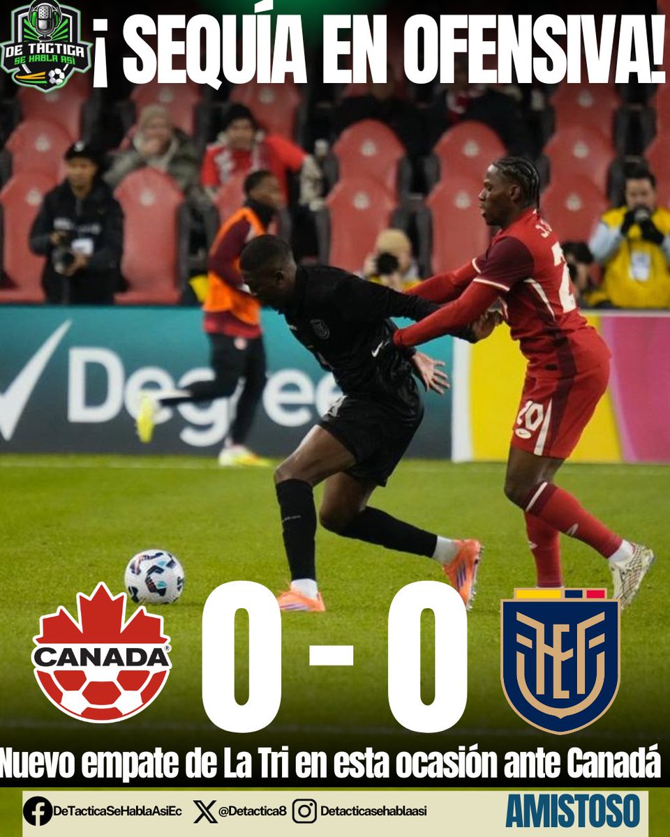 💥 𝑳𝑨 𝑻𝑹𝑰 𝑪𝑶𝑵 𝑳𝑨 𝑷𝑶́𝑳𝑽𝑶𝑹𝑨 𝑴𝑶𝑱𝑨𝑫𝑨 𝑨𝑵𝑻𝑬 𝑪𝑨𝑵𝑨𝑫𝑨́

🔻 #LaTri no pasa del empate ya varios partidos.

🔻 Jeremy Arevalo sumó par de minutos sobre el final.

🔻#Canada disputó con 10 hombres el partido desde el minuto 6.

🔻 Preocupa la falta de gol.
