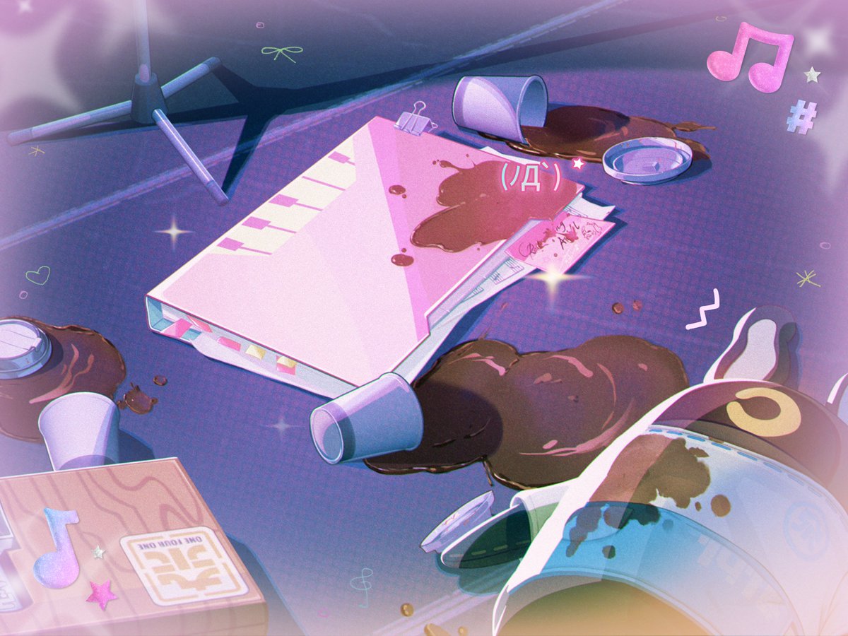 1st day helping out backstage at 404 Live, and i was asked to help move some equipment... ended up bumping into a delivery Bangboo! Ahhh... the coffee got all over the music sheet (；ω；)