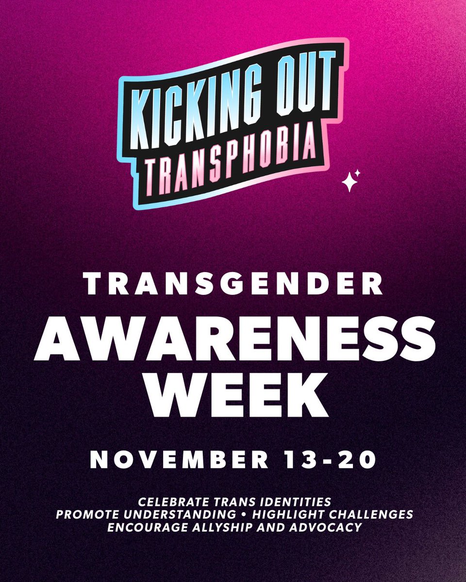 #TransgenderAwarenessWeek (Nov 13–20)

This week we honor trans lives, celebrate trans joy, and shine a light on the challenges the community continues to face. Visibility matters. Inclusion matters. Allyship matters. #transrights #transgender #transrightsarehumanrights