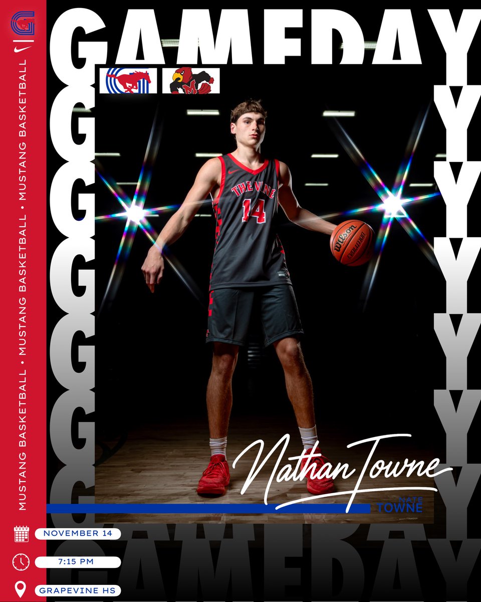 GHSmustanghoops's tweet image. It’s GAMEDAY in Grapevine! Opening Night for the 2025-26 Season.

🆚 Irving MacArthur 
🕖 7:15 V | 5:45 JV | 4:30 9th
📍Grapevine HS Gym 1