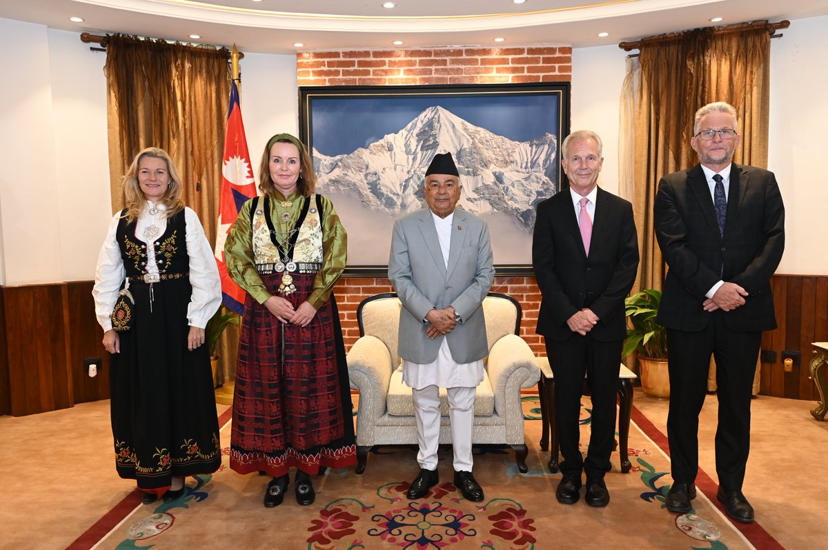 H.E. Ambassador Dagny Mjøs presented her credentials to the Rt. Hon. President Mr. Ramchandra Paudel 🇳🇴🇳🇵