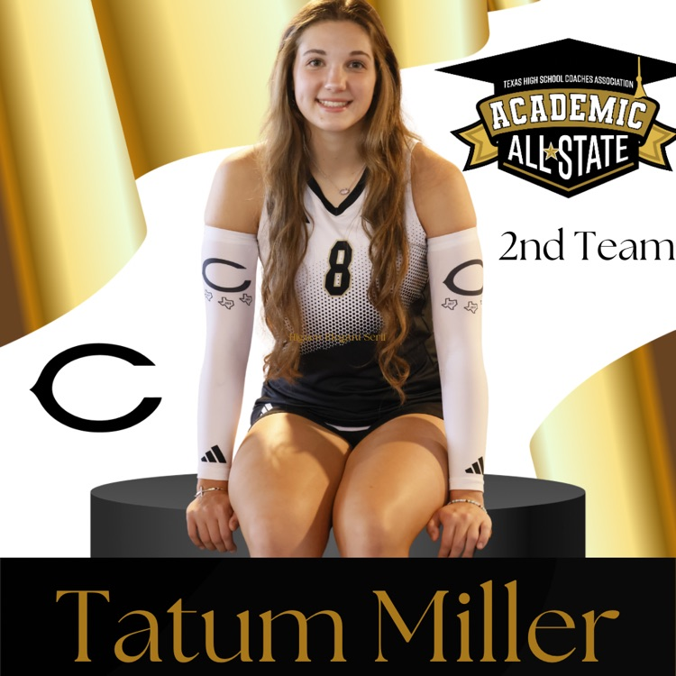 crawfordisd's tweet photo. Congratulations Tatum! 

2nd Team THSCA Academic All-State 

#MadeForGreatness https://t.co/Q4glT8fFiG