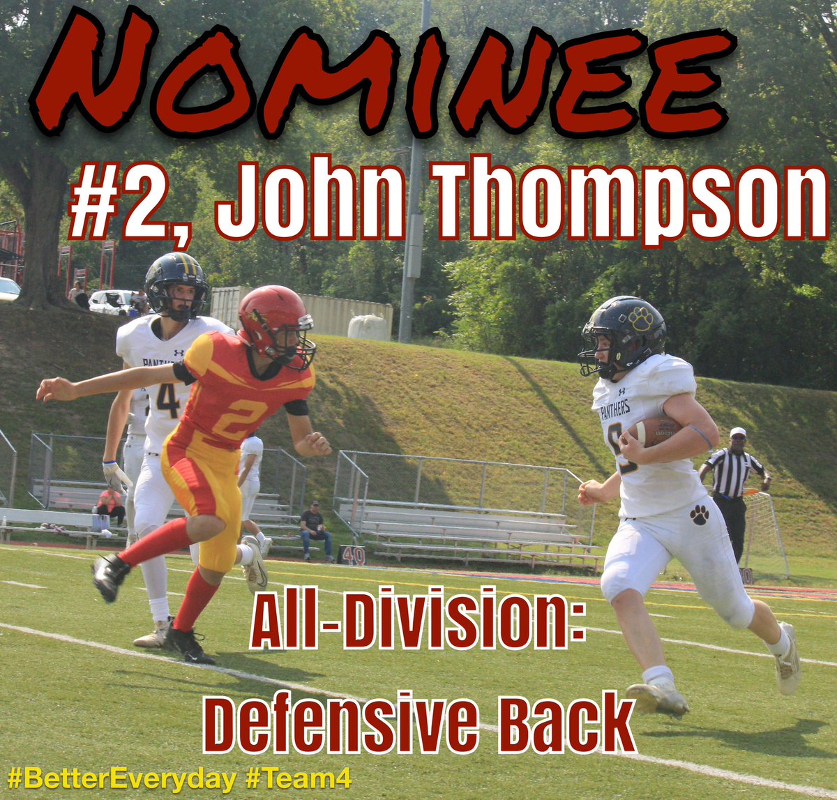 QMHS_Football's tweet photo. Closing out our All-Division nominations with 2 Seniors and 2 Freshmen. Those who helped carry the weight of establishing the program, and those who will help carry it into the future. Well done warriors! #BetterEveryday #Team4 https://t.co/jz08JPOoqB