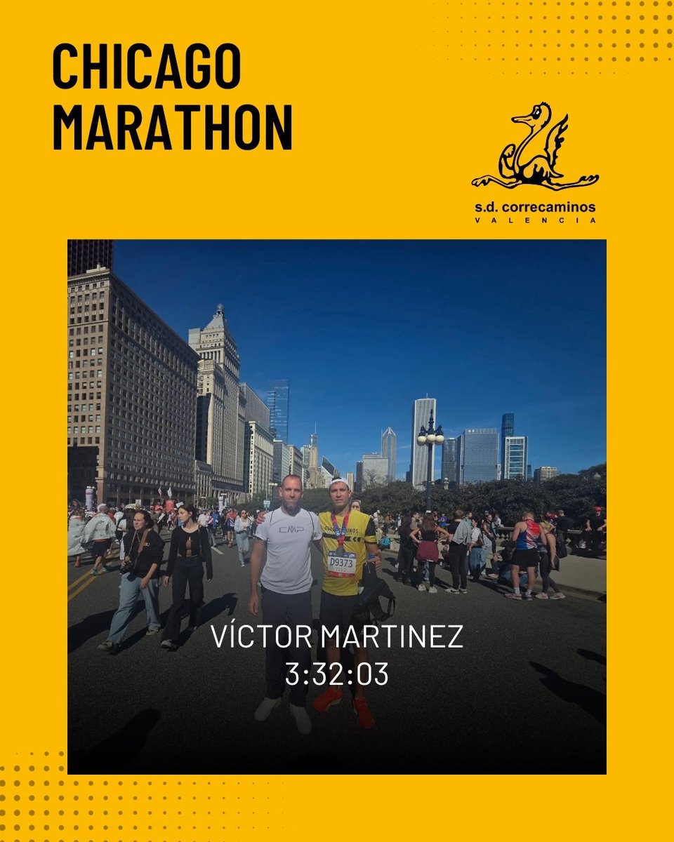 Nuestro socio Víctor Martinez  participó en el Chicago Marathon consiguiendo una marca de 3:32:03. 😄😄🏃💪