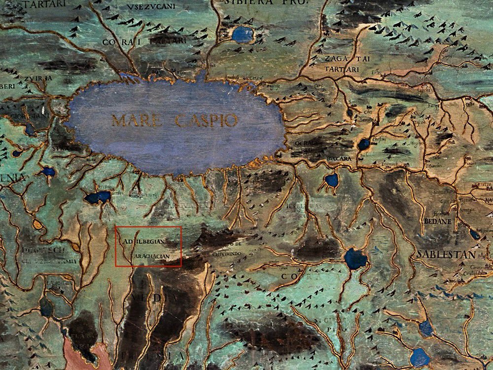 Farnese villasında 1574-cü ilə aid dünya xəritəsi freskasında Adilbegian.