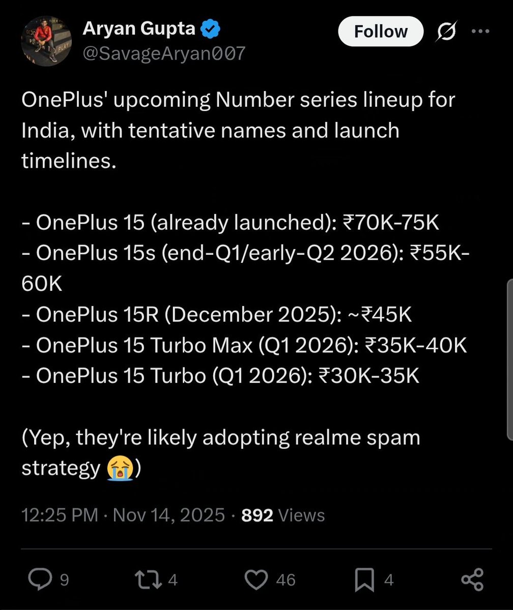 So <a href="/SavageAryan007/">Aryan Gupta</a> deleted his tweet most likely was forced by OnePlus to do so.

Anyways here's the launch timeline for upcoming OnePlus devices and their tentative prices.

Indeed their strategy is looking very strange this year... LoL