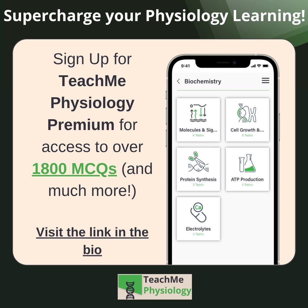 Sign up for Teach Me Physiology Premium for access to over 1800 MCQs (and much more!). Visit the link in bio

#TeachMePhysiology #physiology #education