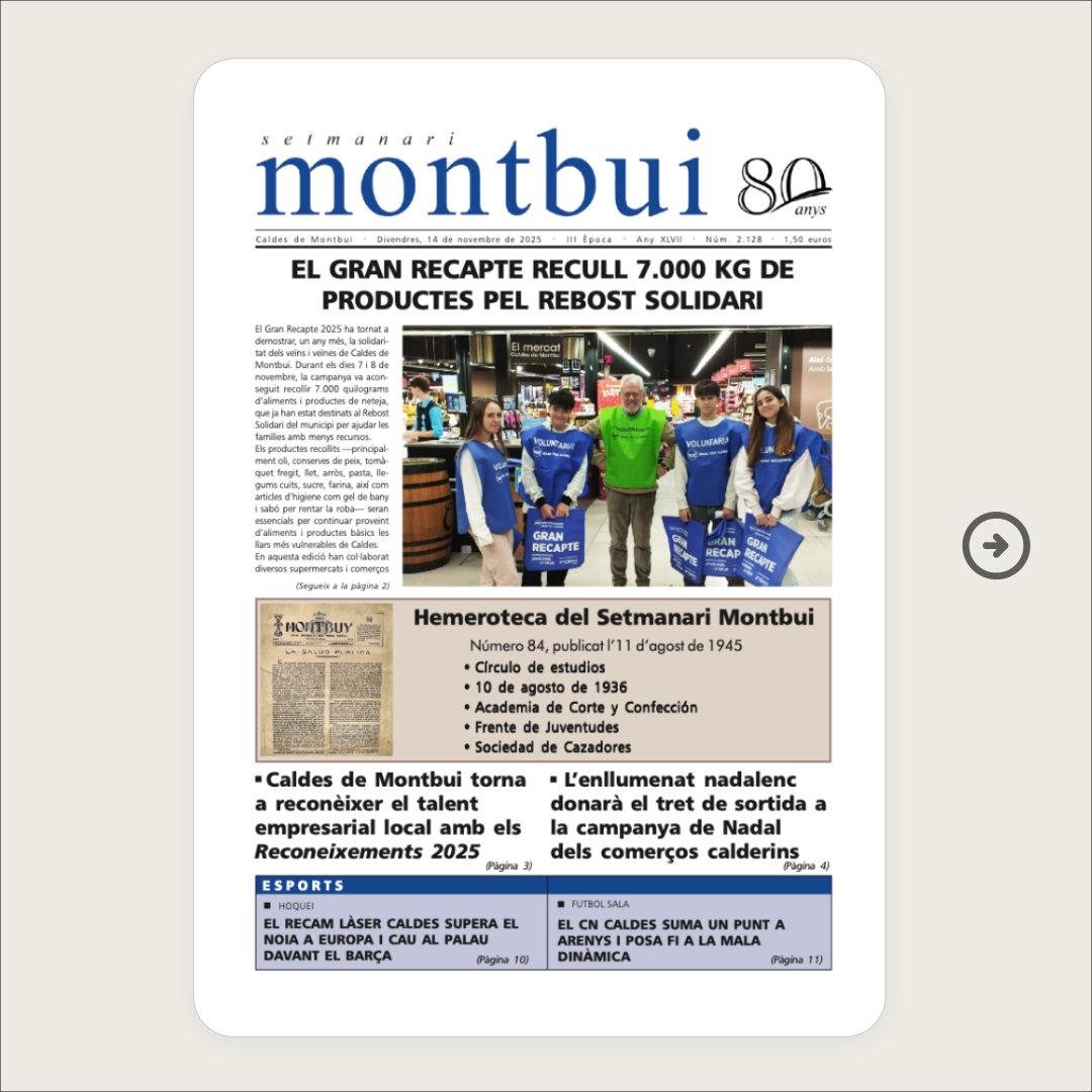 Portada del número 2128

#setmanarimontbui #caldesdemontbui #actualitat #premsacomarcal #somlapremsadecasa