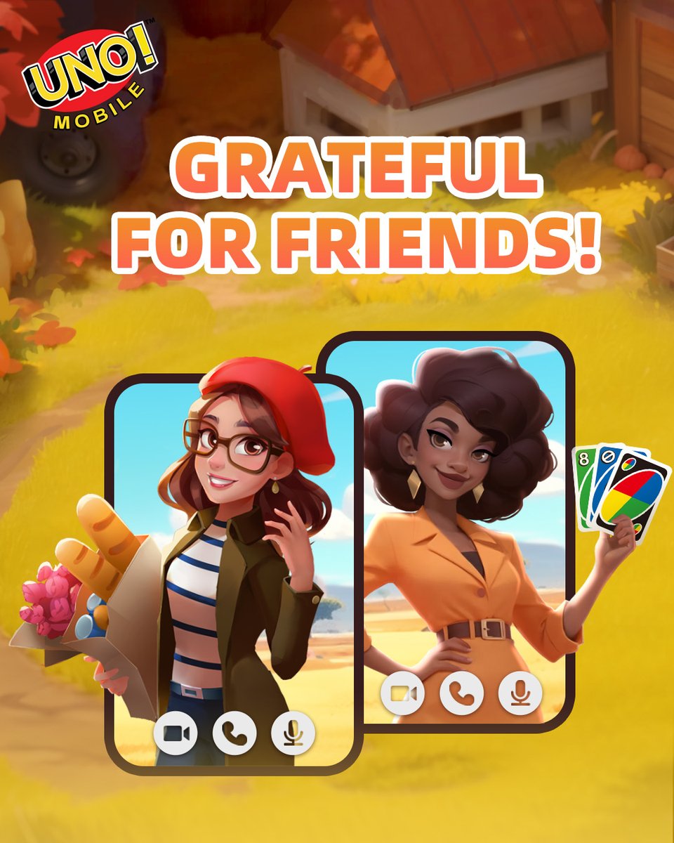 UNOMobileGame's tweet image. 🍂 Grateful for Friends ✨

🥰 It&apos;s that special time of year! We&apos;re so grateful to have you along the UNO! Mobile adventure!
👀 Who&apos;s your most reliable match partner through thick and thin, fearsome Draw 4s and last-second &quot;UNO&quot;s?
💌 Tag them in the comments below to share the…