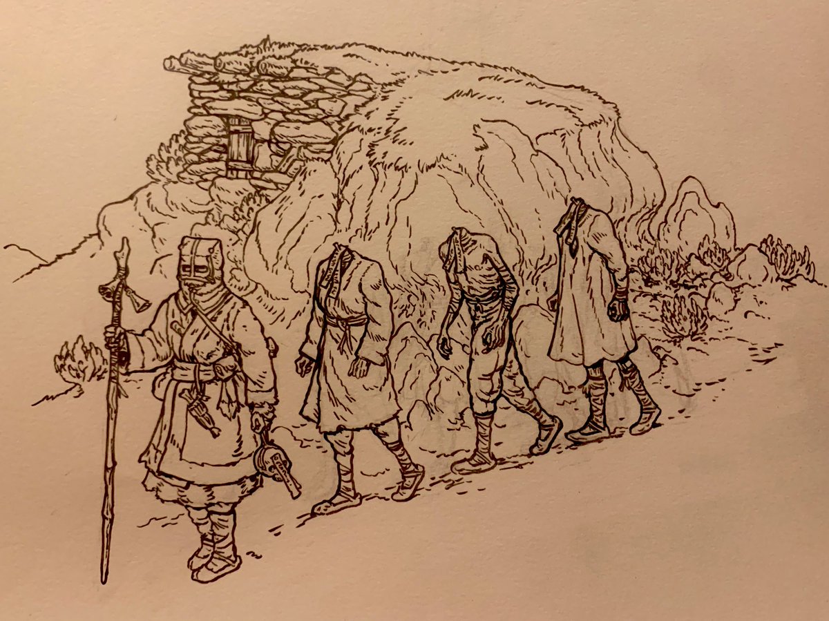 The lowliest of Karazad’s necromancers - the corpse-driver. Seen here marching bog-cured levies from their home village to the lands of the local lord.