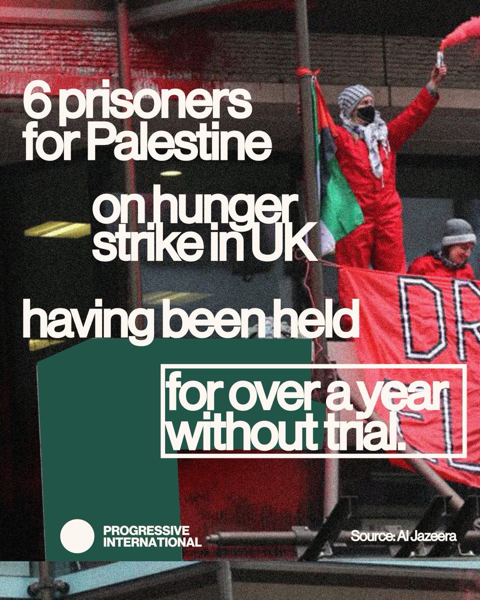 ProgIntl's tweet image. Six prisoners for Palestine have begun a hunger strike in the UK.